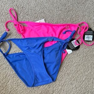 Body Glove Tie-Side Bikini Bottoms in Baby Love Blue & Hot Pink